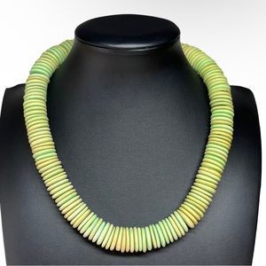 Africa Hand Crafted Nut Shell Beaded Necklace Natural 15"